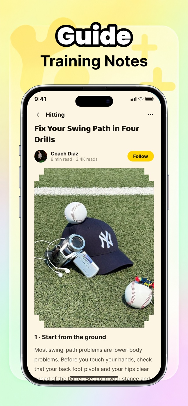 Uimua promotional image showing an illustrated baseball training guide